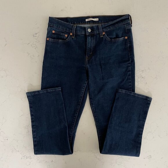 Levi's Casual 414 Relaxed Straight Leg 5 Pocket Dk Wash Denim Jeans Blue Sz 29 - Picture 9 of 9